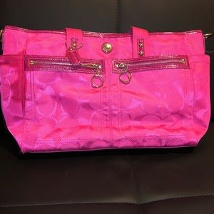 Hot pink coach diaper bag